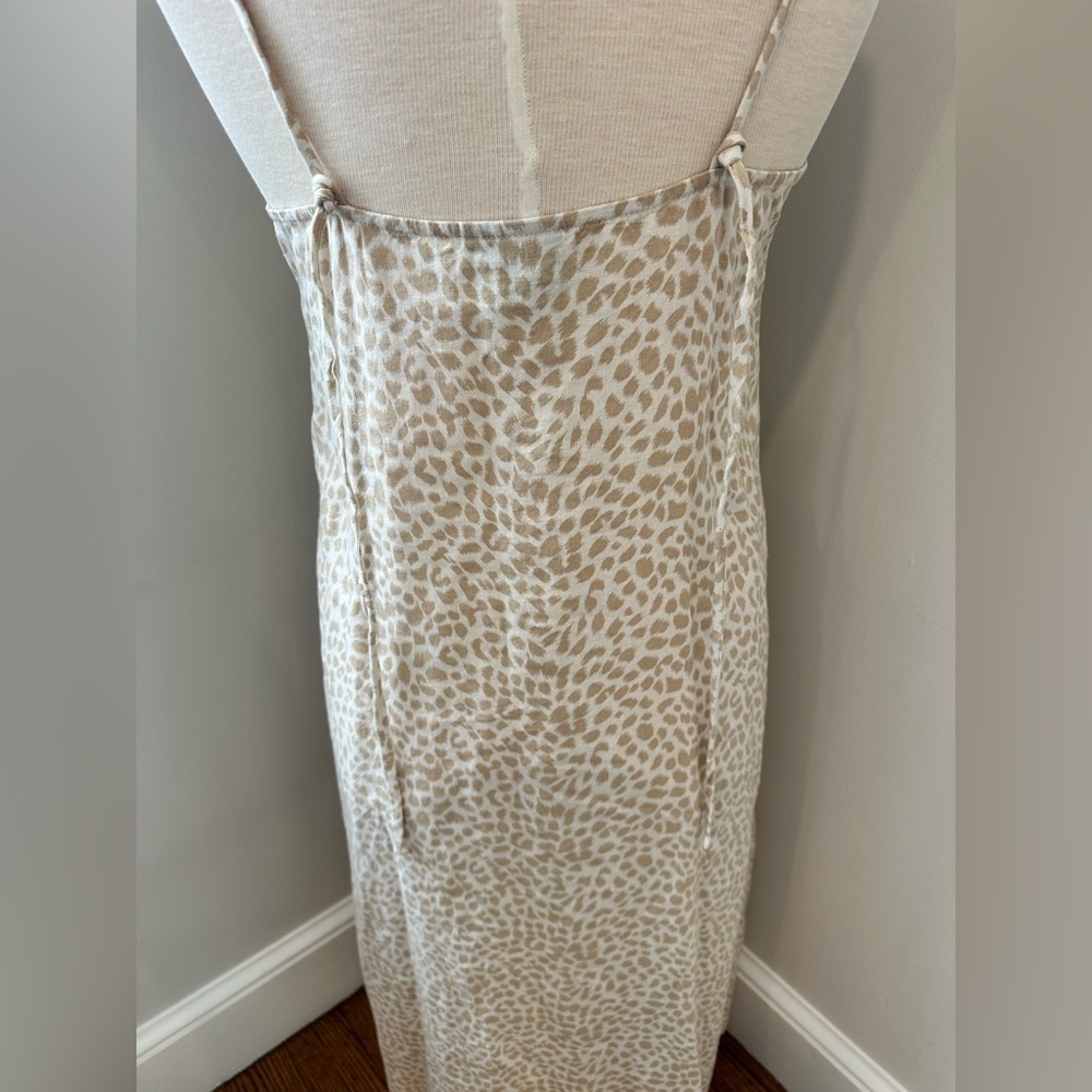 NWT Gap Women’s Linen Blend Cami Midi Dress Beige Leopard Print Size 6 - Picture 7 of 14